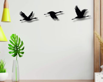 Metall Wandkunst, Kraniche Vögel Schild, Metall Vögel Dekor, Wohnzimmer Dekoration, Outdoor Wandbehänge, Vögel Flock Kunst, Vögel Dekor