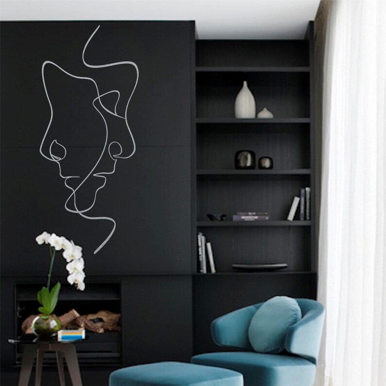 Line Wall Art 2 Faces Metal Wall Art Minimalist Art Etsy