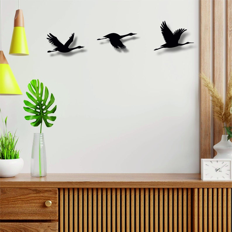 Metal Wall Art Cranes Birds Sign Metal Birds Decor Home Etsy UK