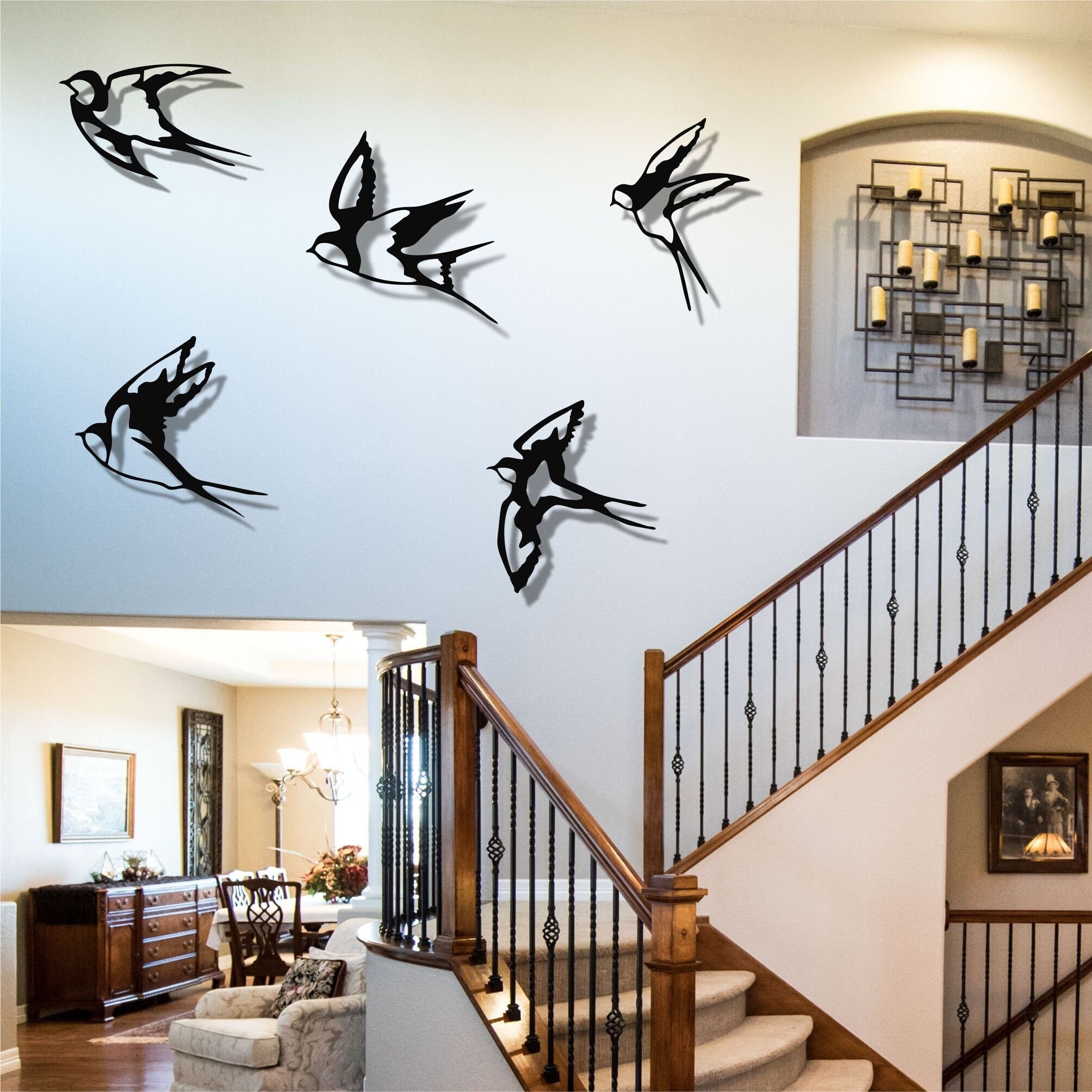 Metal Wall Art Swallow Birds Set Of 5 Bird Sign Metal Birds - Etsy