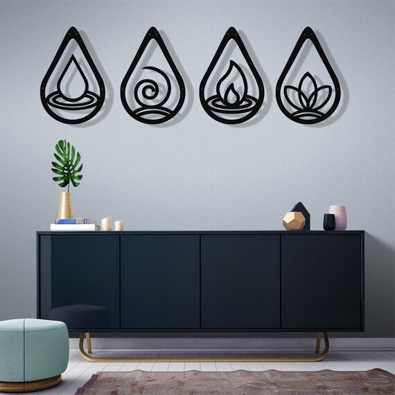 Metal Wall Art Four Elements Metal Wall Decor Home Living Etsy