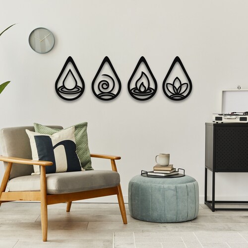 Metal Wall Art Four Elements Metal Wall Decor Home Decor Etsy