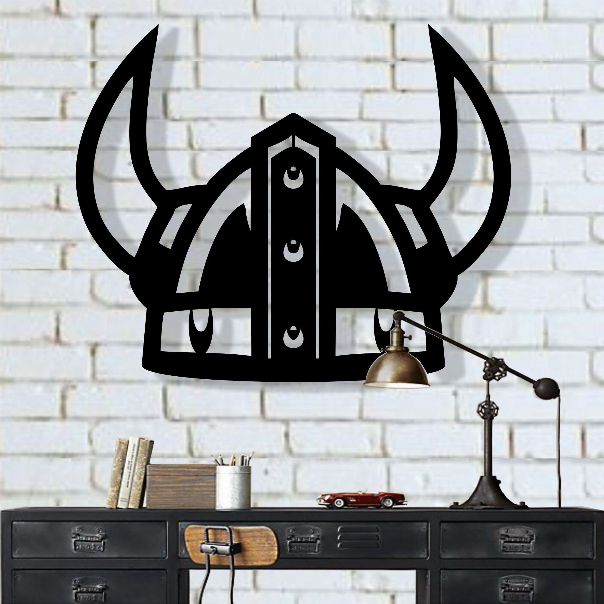 Metal Wall Art Viking Warrior Helmet Metal Viking Decor Etsy