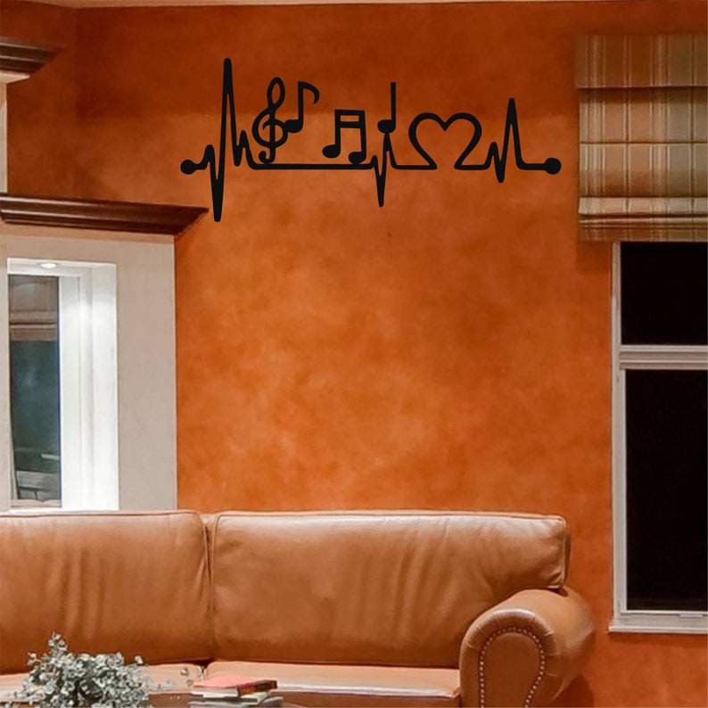 Metal Wall Decor Ekg Music Wall Art Music Decor Living Room Etsy Canada