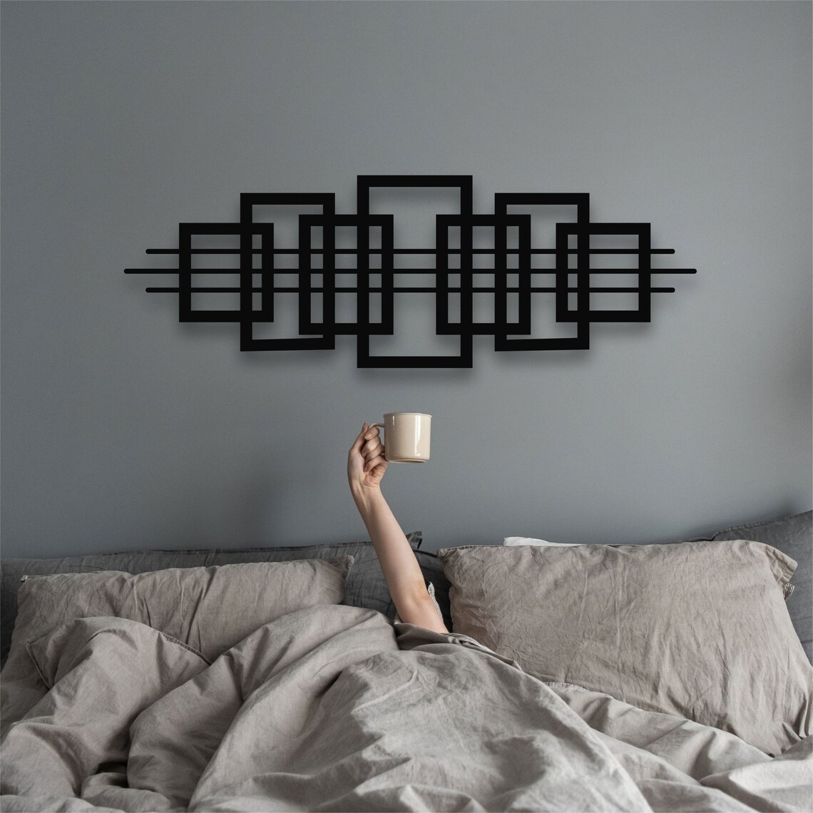 Metal Wall Art Squares Art Geometric Decor Metal Wall Etsy