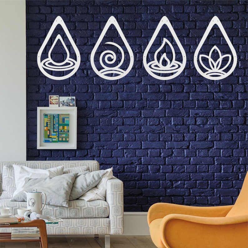 Metal Wall Art Four Elements Metal Wall Decor Home Living Etsy