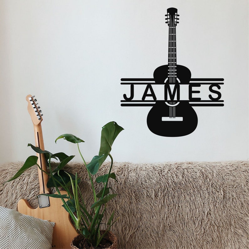 Metal Wall Art, Personalized Guitar Decor, Musician Gifts, Classic Guitar Lovers, Custom Guitar Decoration, Metal Guitar Sign, Kids Room image 3