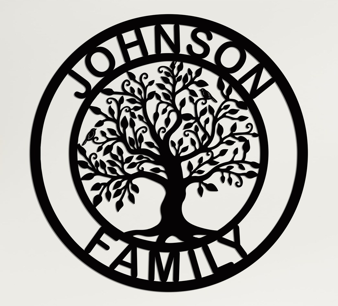 Metal Family Tree Decor, Family Name Sign, Metal Wall Art, Custom Tree