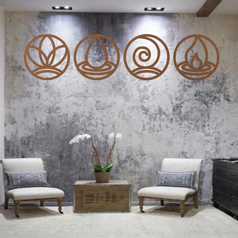 Metal Wall Art Four Elements Metal Wall Decor Home Decor Etsy Canada