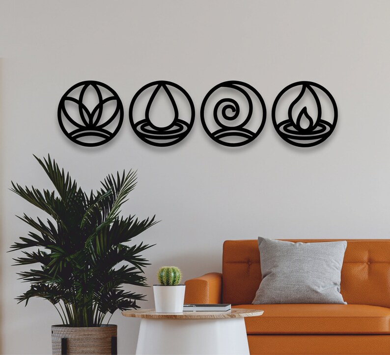 Metal Wall Art Four Elements Metal Wall Decor Home Decor Etsy