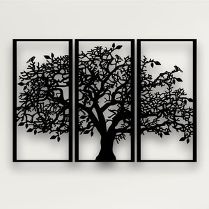 Tree of Life 3 Panels, Metal Tree Wall Art, Tree Sign, Metal Wall Decor, 3 Pieces Wall Hangings, Metal Wall Art, Home Decoration