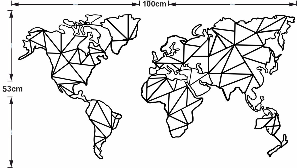 Metal World Map Wall Art 2 Pieces Geometric World Map Decor Etsy Canada