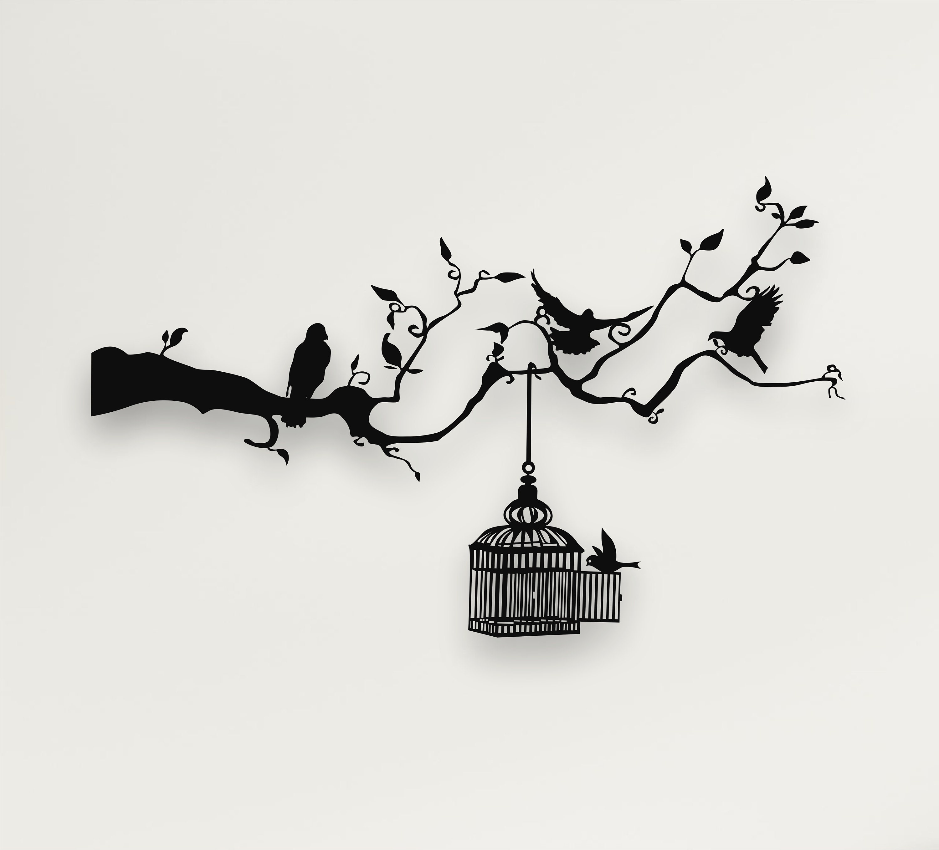 Metal Hanging Birdcage Wall Decor, 13x23