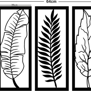 Metal Wall Art Metal Leaves Art Decor 3 Panels Wall | Etsy