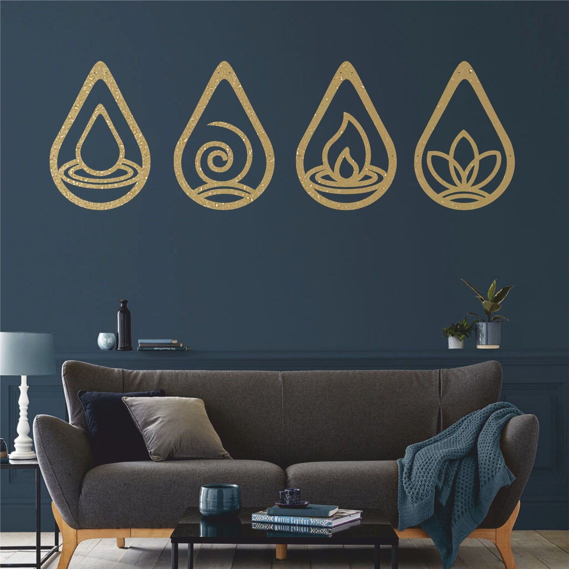 Metal Wall Art Four Elements Metal Wall Decor Home Living Etsy