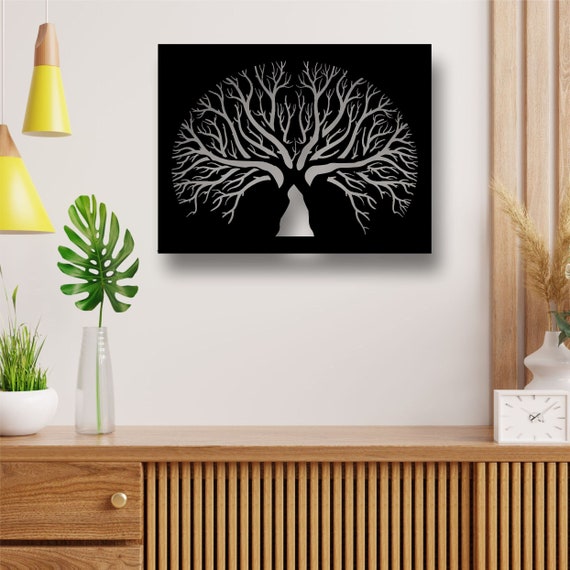 Tree Wall Art Geometric Tree Metal Wall Décor Minimalist Etsy