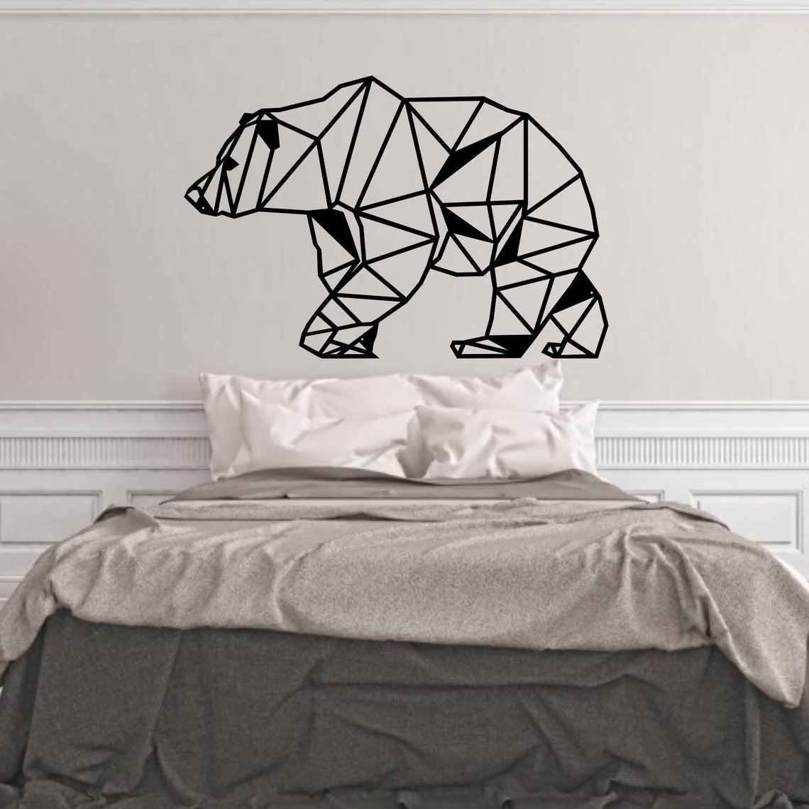 Metal Wall Art Metal Bear Decor Geometric Bear Wall Art Etsy