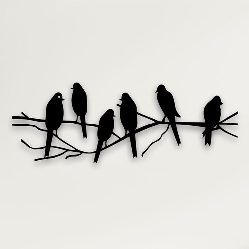 Metal Bird Wall Art Birds on the Branch Leaves Wall Decor Wall Etsy