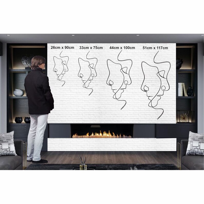 Line Wall Art 2 Faces Metal Wall Art Minimalist Art Etsy