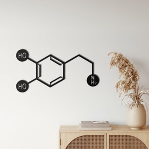 Metal Wall Decor, Dopamine Molecule, Metal Wall Art, Science Art, Biology Chemistry Art, Office Decoration, Chemical Formula