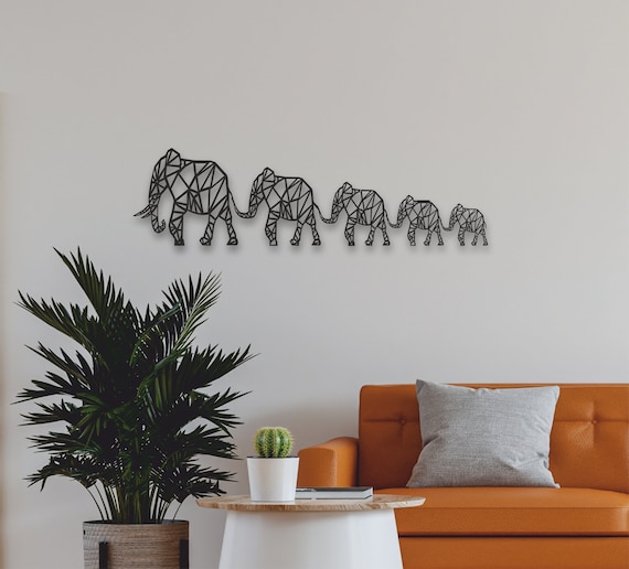 Elephant Family Wall Art Metal Wall Decor Office Decoration Living Room 5018 