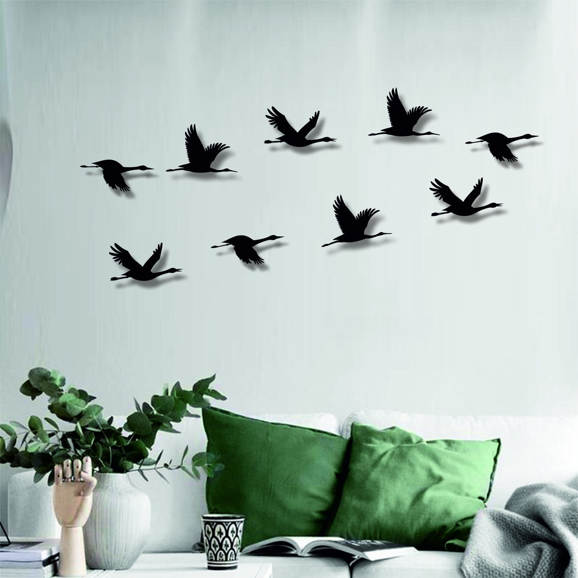 Metal Wall Art Cranes Birds Sign Metal Birds Decor Home Etsy