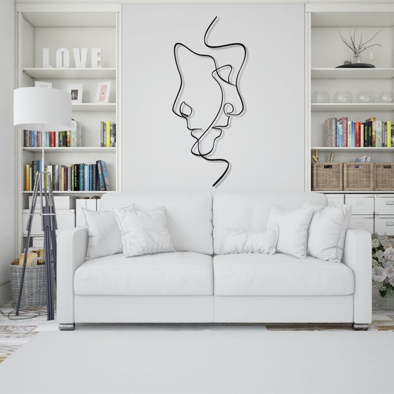 Line Wall Art 2 Faces Metal Minimalist - White Metal Wall Art Decor Line Wall Art 2 Faces Metal Minimalist - White Metal Wall Art Decor