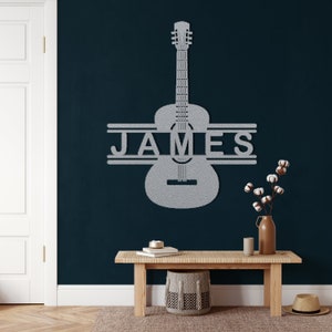 Metal Wall Art, Personalized Guitar Decor, Musician Gifts, Classic Guitar Lovers, Custom Guitar Decoration, Metal Guitar Sign, Kids Room image 6