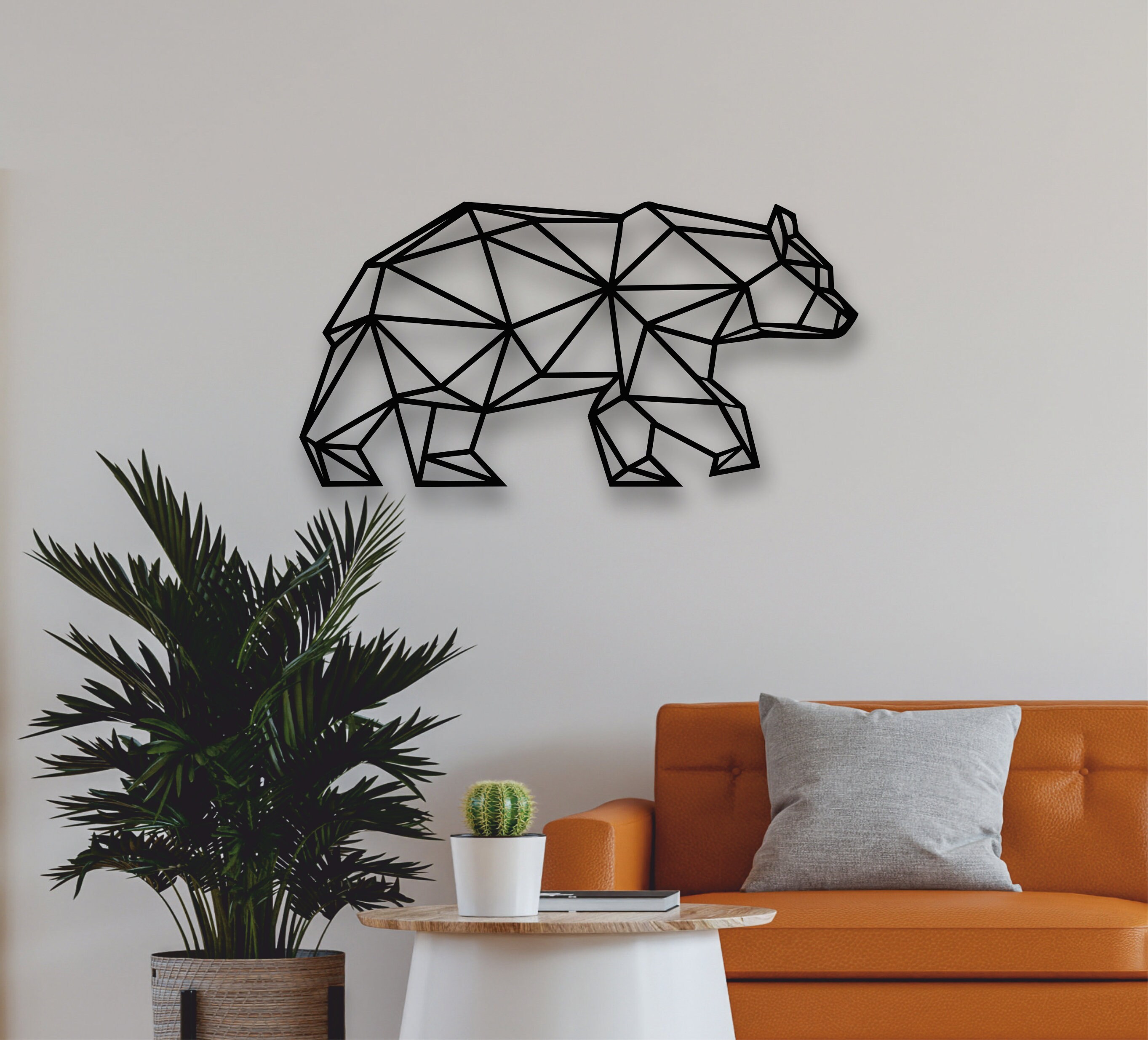 Metal Wall Art Metal Bear Decor Geometric Bear Wall Art Etsy