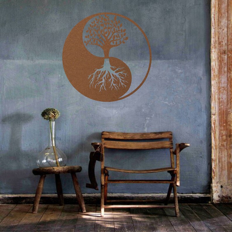 Metal Wall Art Metal Yin Yang Decor Tree of Life Wall | Etsy