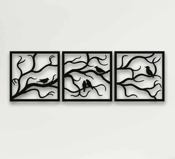 land Snel Lui Metalen kunst aan de muur vogels op tak 3 panelen metalen - Etsy Nederland