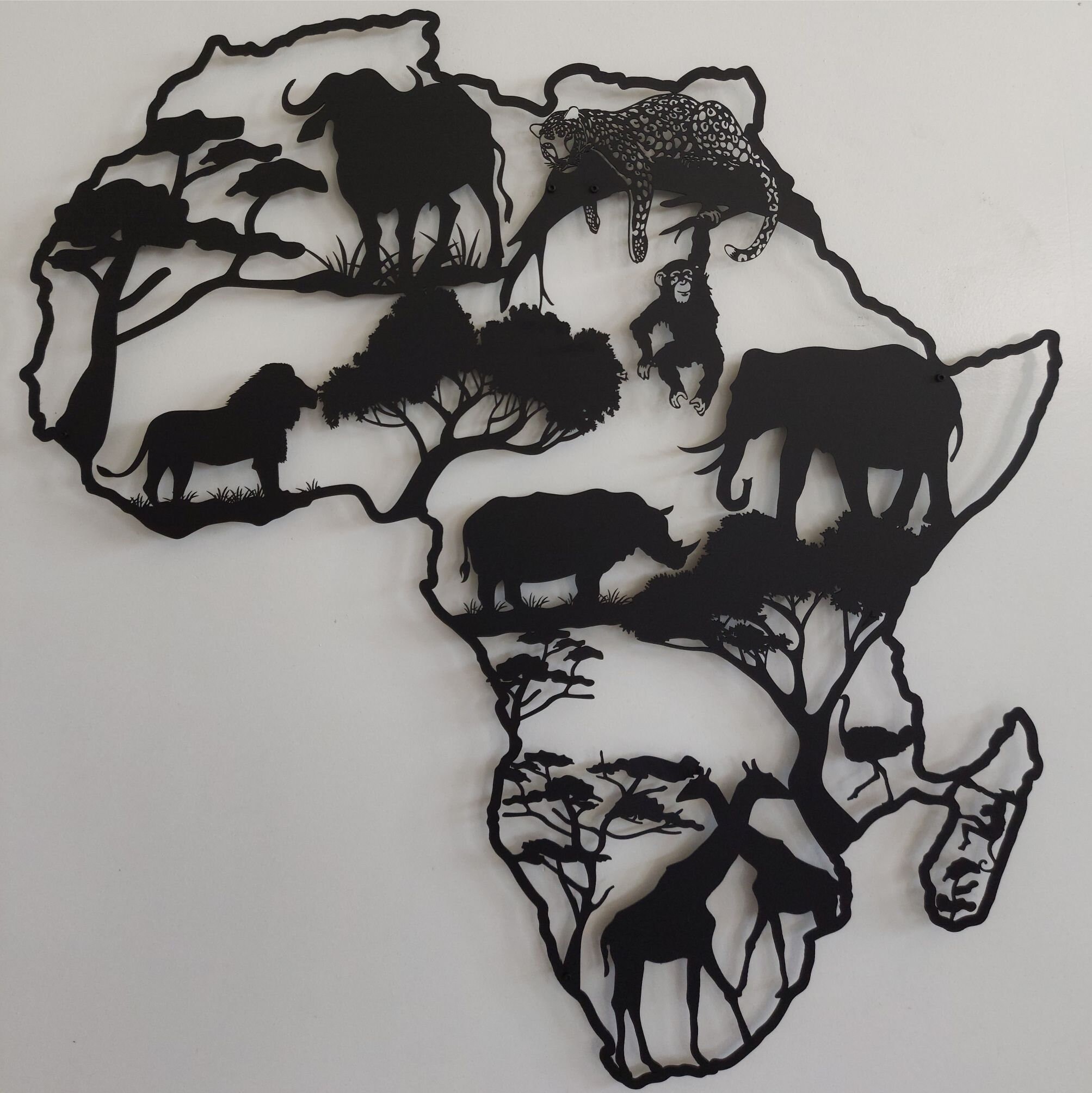 Metal Wall Decor Animals Wall Art Metal Africa Map Décor Etsy