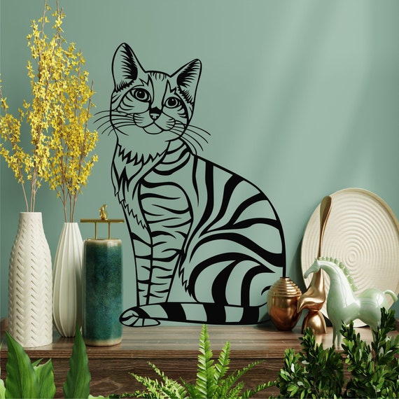Cat wall store art metal