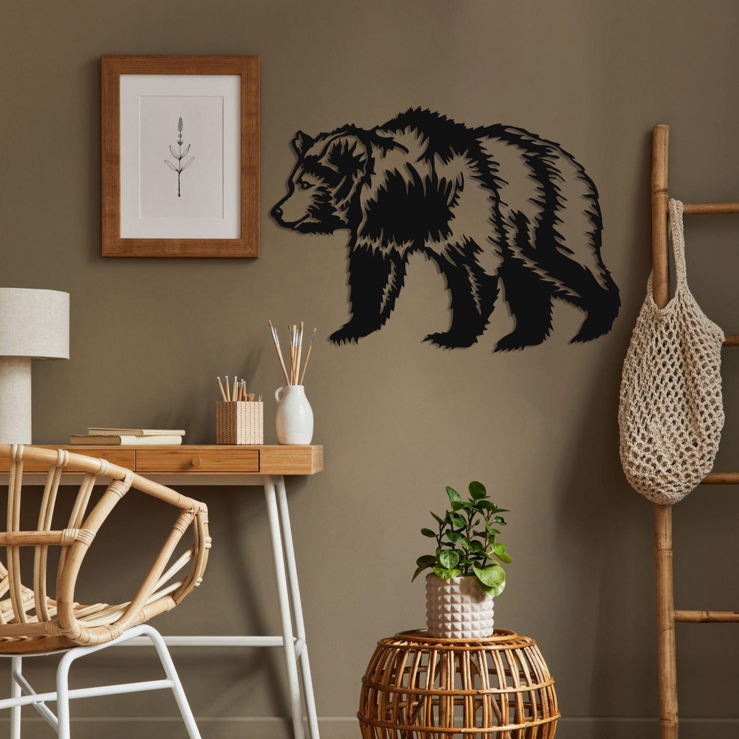 Metal Wall Art Metal Bear Decor Bear Wall Art Home Office Etsy