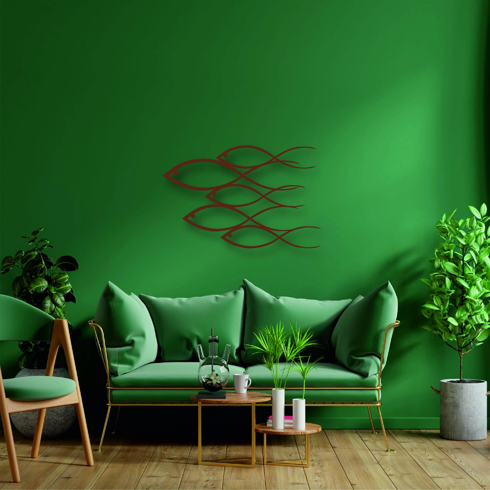 Metal Wall Art 5 Fish Family Wall Art Home Office Etsy