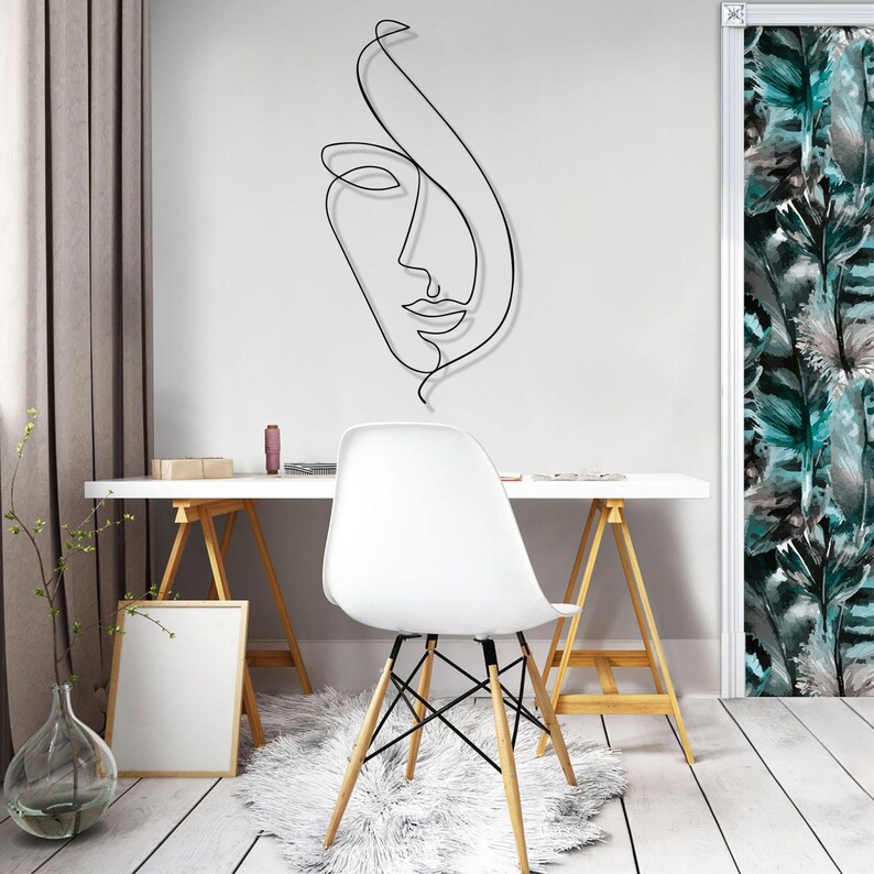 Line Wall Art Abstract Face Metal Wall Art Minimalistische Etsy Nederland