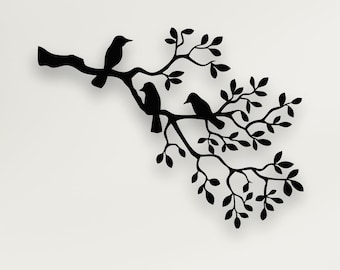 Metalen wand decor, vogels op tak, metalen vogels kunst aan de muur, metalen muur kunst, huis woonkamer kunst aan de muur, interieur decoratie, wandkleden