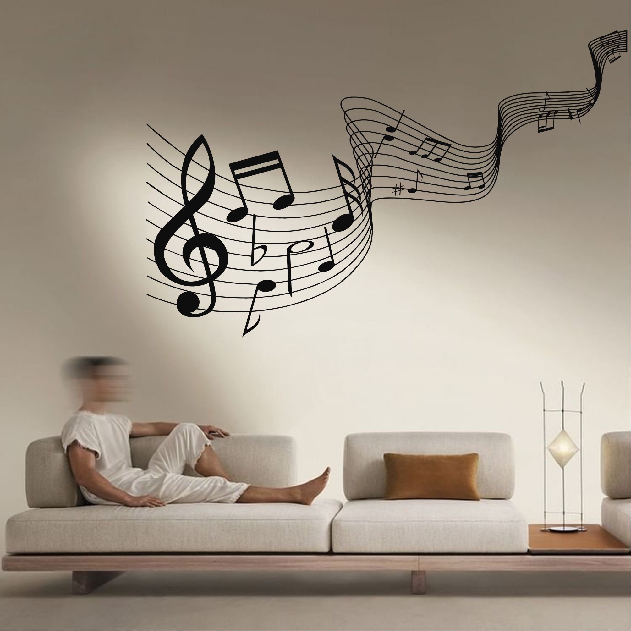 Cat wall sticker piano sheet music