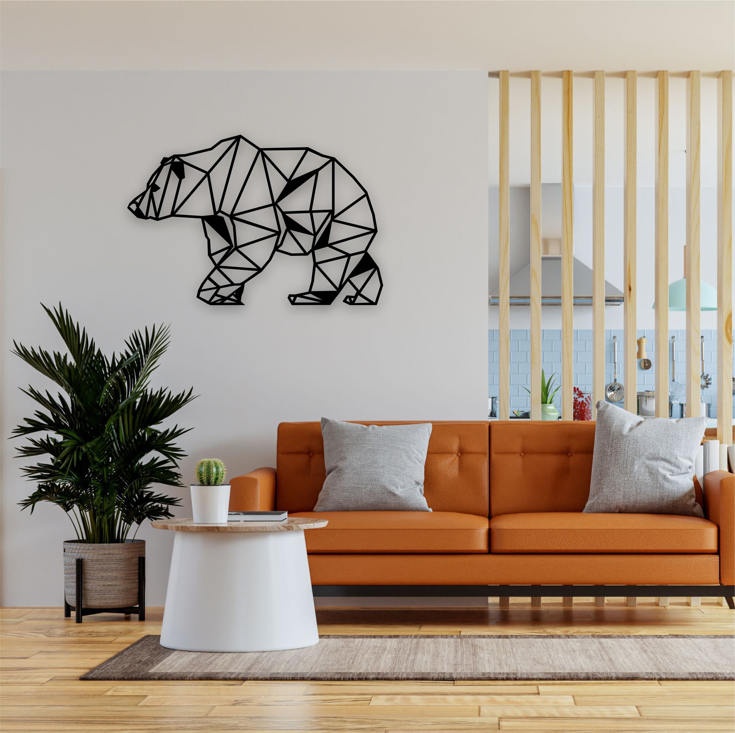 Metal Wall Art Metal Bear Decor Geometric Bear Wall Art Etsy