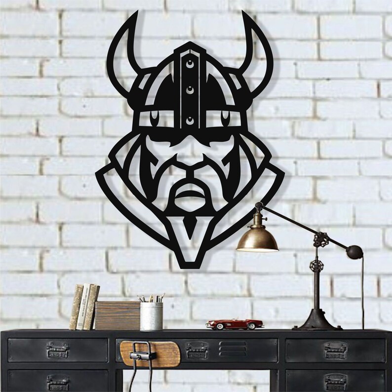 Metal Wall Art Viking Warrior Decor Metal Viking Decor Etsy