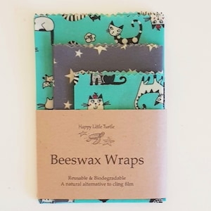 Beeswax Food Wrap SET of 3 convenient sizes Biodegradable Eco-Friendly Compostable Reusable