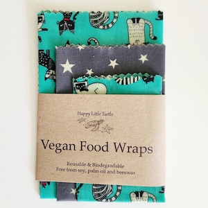 Vegan Food Wrap SET mit 3 praktischen Größen Biologisch abbaubar Umweltfreundlich Kompostierbar Wiederverwendbar