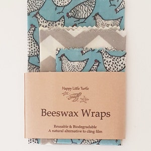 Beeswax Food Wrap SET of 3 convenient sizes Biodegradable Eco-Friendly Compostable Reusable