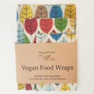 Vegan Food Wrap SET of 3 convenient sizes Biodegradable Eco-Friendly Compostable Reusable Stocking Filler *SELF-CLINGING*