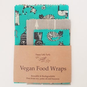 Vegan Food Wrap SET of 3 convenient sizes Biodegradable Eco-Friendly Compostable Reusable *SELF-CLINGING*