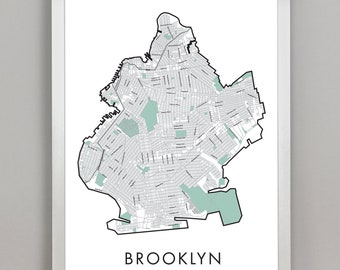 Brooklyn Street Map High Res File Download up to 22" x 28" Optional Major Street Names and Park Outlines / Brooklyn New York Map Design