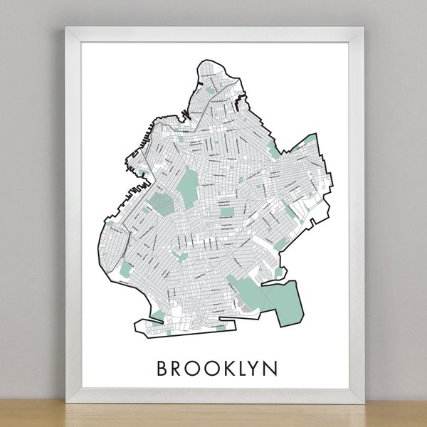 Brooklyn Street Map High Res File Download up to 22" x 28" Optional Major Street Names and Park Outlines / Brooklyn New York Map Design