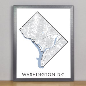 Washington DC Street Map High Res Digital Download, afdrukbaar tot 22 "x 28" met optionele waterwegen / Washington DC Street Map Design