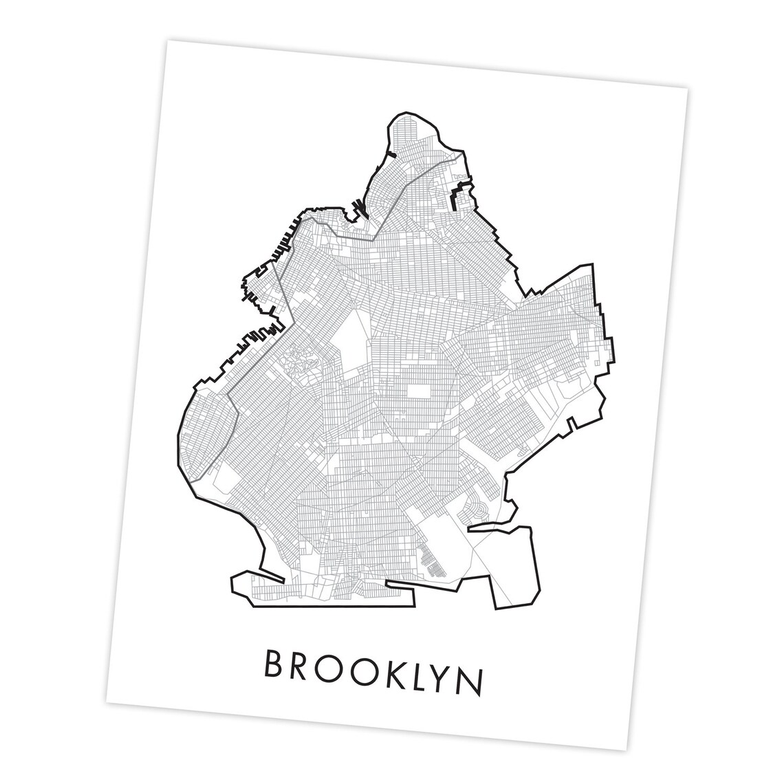 Brooklyn Street Map High Res File Download up to 22 X 28 Optional Major