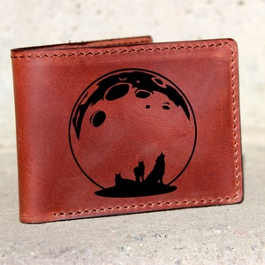 Fenrir Celtic Wolf Wallet, Occult leather custom wallet, Fenrir Card billfold Wallet, Werewolf wallet, Wolf custom wallet